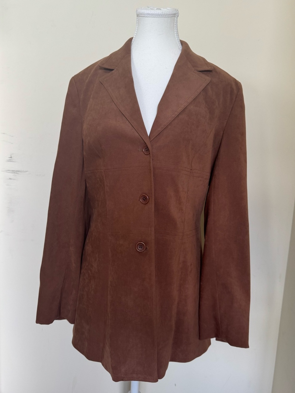Classic Brown Suede Button-Front Women's Jacket
